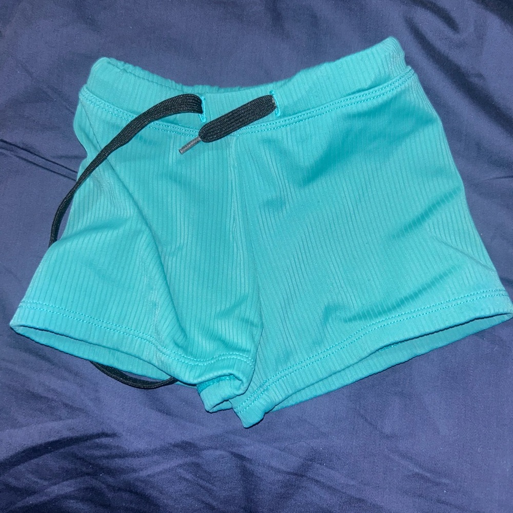 Kortni Jeane Kids Aqua Ribbed Swim Trunks